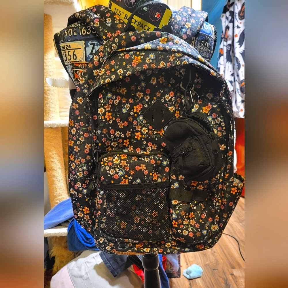 Floral Black Backpack